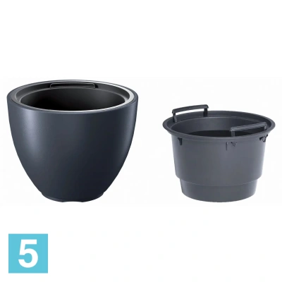 Кашпо Prosperplast HEOS конус, антрацит 47-d, 36-h