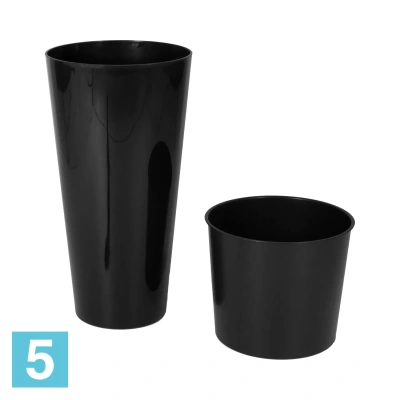 Высокое кашпо Prosperplast TUBUS SLIM SHINE, антрацит 40-d, 76-h