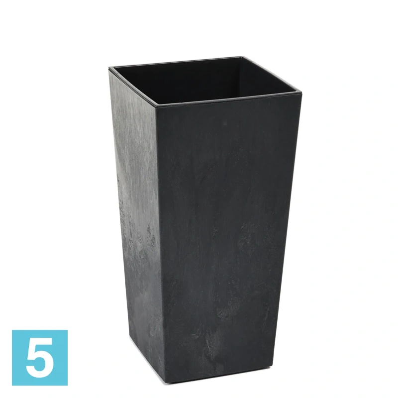 Кашпо с автополивом Lamela Finezja Eco Recycled Beton, черный бетон 25-l, 25-w, 46,5-h