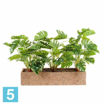 Куст Монстеры искусственный Alseed, h-35 см. в кокосовом боксе, латекс, 50*10*10