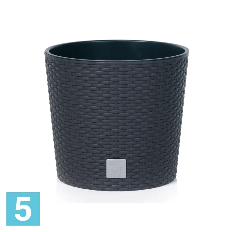 Кашпо Prosperplast RATO ROUND, антрацит 25-d, 22,4-h