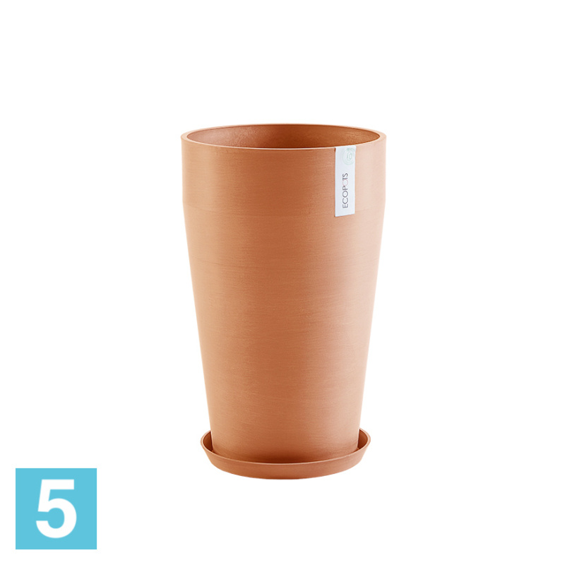 Высокое кашпо Ecopots Sankara-MH, терракотовое 35-d, 55-h