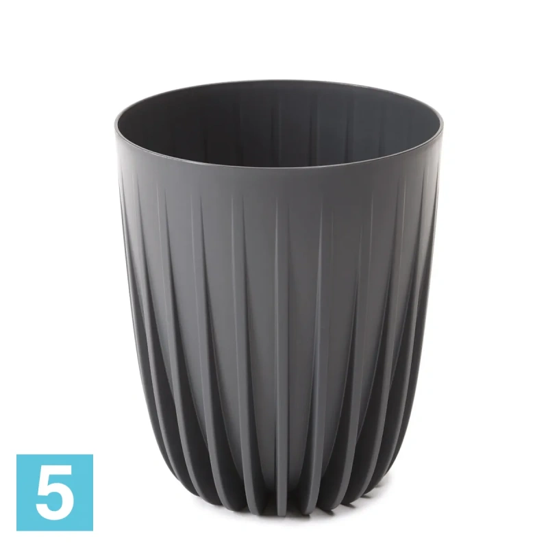 Кашпо Lamela Mira Eco Recycled, антрацит 30-d, 35,6-h
