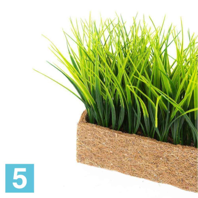 Трава короткая искусственная Alseed, зеленая, h-17 см. в кокосовом боксе 25*8*8