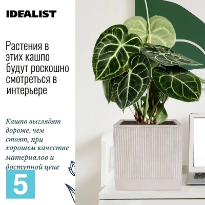 Кашпо IDEALIST Урбан квадратное, бежевое 25-l, 25-w, 25-h