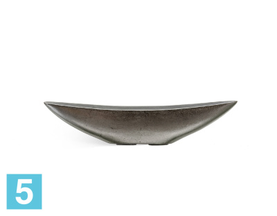 Кашпо TREEZ Effectory Metal Ваза-Лодка, стальное серебро 65-l, 13,5-w, 15-h