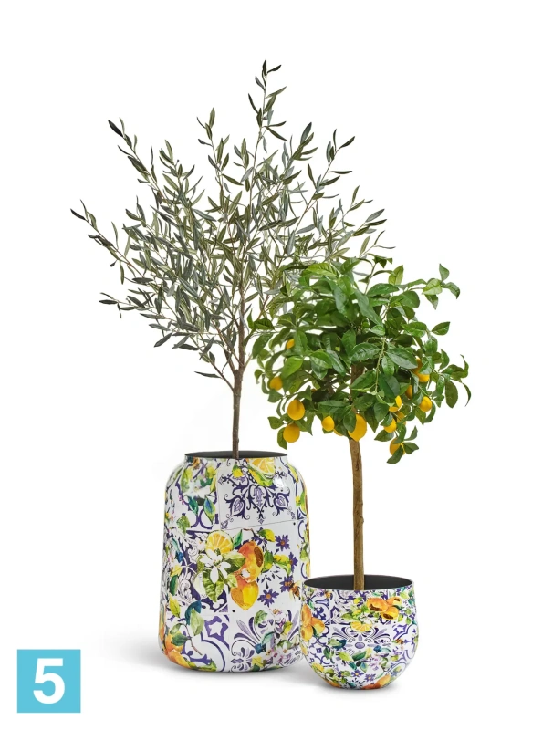 Кашпо TREEZ Effectory Savage Garden Design-ваза Capri, бело-сине-жёлтое 26-d, 43-h