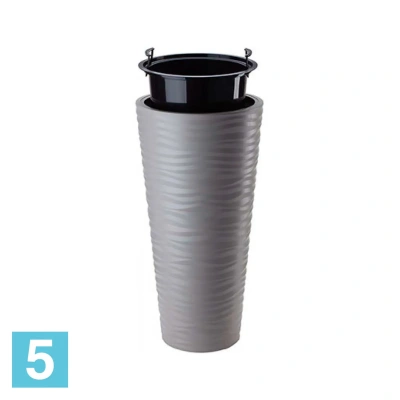 Кашпо FORM-PLASTIC Sahara Dunes Slim круглое, светло-серое 40-d, 79-h