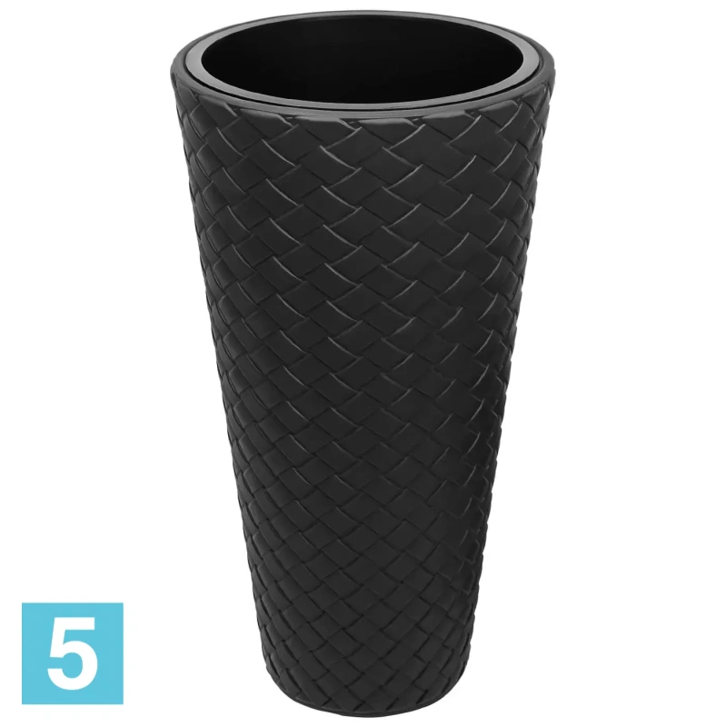 Кашпо с автополивом Prosperplast MATUBA SLIM, антрацит 40-d, 78-h