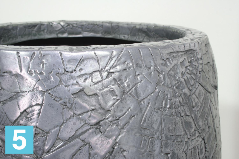 Высокое кашпо Fleur ami Crackle Aluminium 38-d, 70-h, серебряное