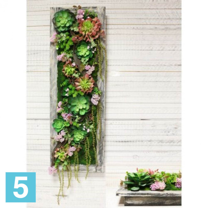 Фитокартина с суккул..в дер.раме искусственная Alseed, роз, 30*90