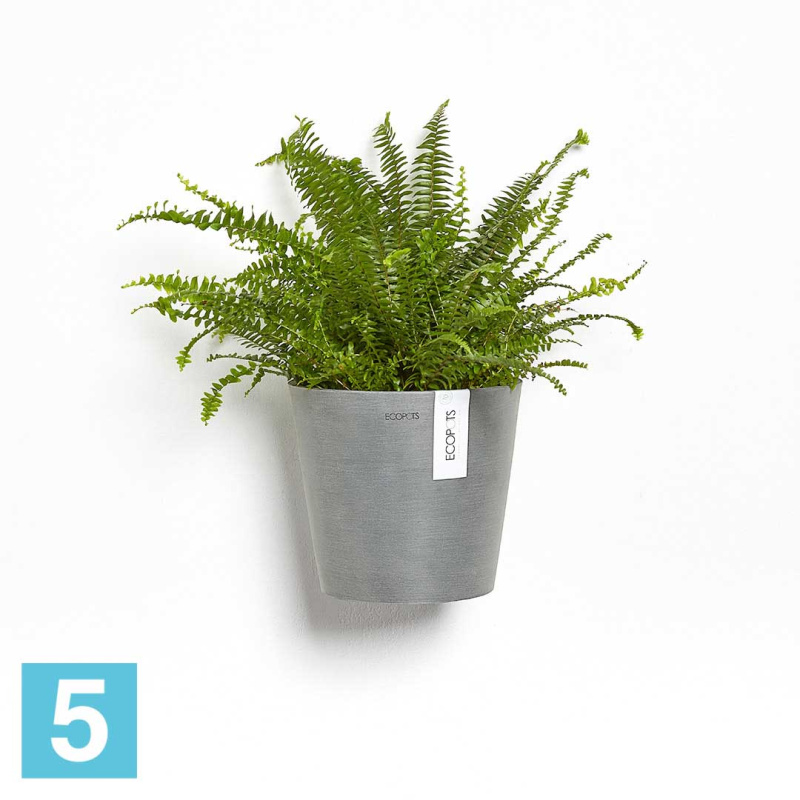 Кашпо с автополивом Ecopots Amsterdam, серое 20-d, 18-h