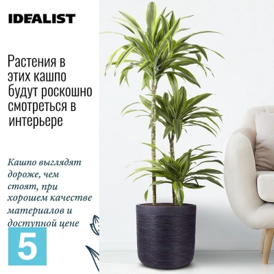 Кашпо IDEALIST Флоранжери круглое, черное 33,5-d, 31-h