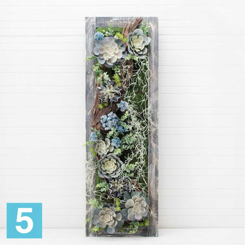 Фитокартина с суккул. в дер.раме искусственная Alseed, гол, 30*90