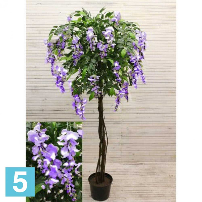Глициния искусственная Alseed, вистерия, h-160, сиреневая