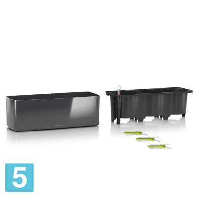 Кашпо с автополивом Lechuza Cube Triple Glossy, антрацит 40-l, 14-w, 13,5-h