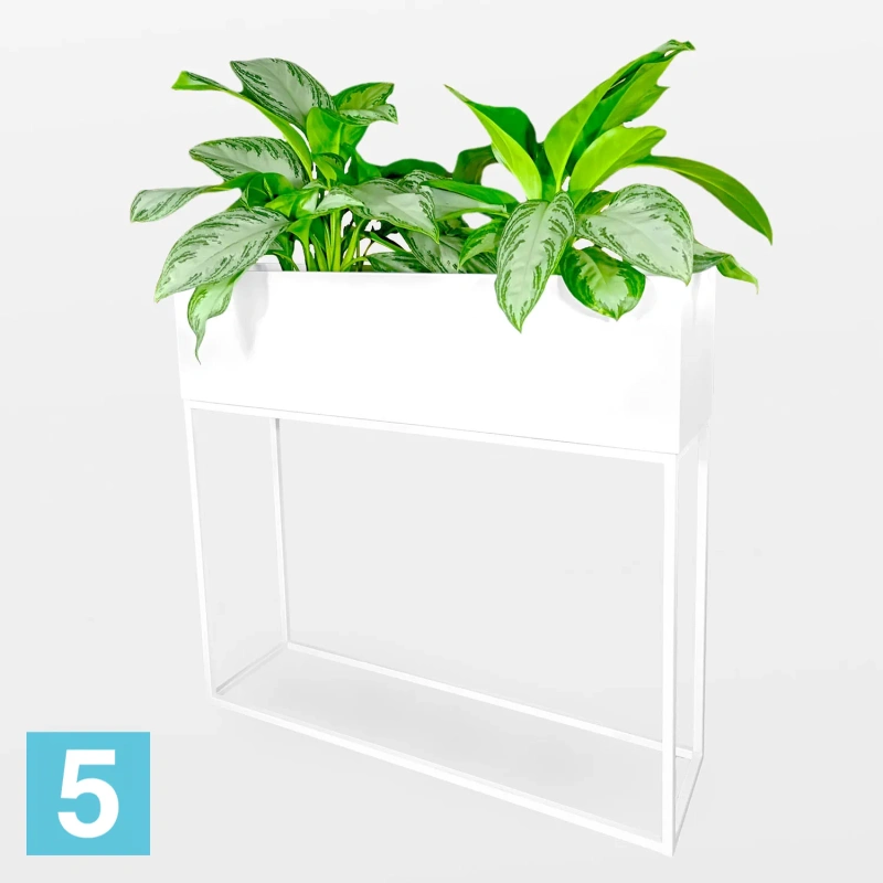 Кашпо на подставке КУБО ДЕ МАДЕРА 85-l, 22-w, 80-h, белое