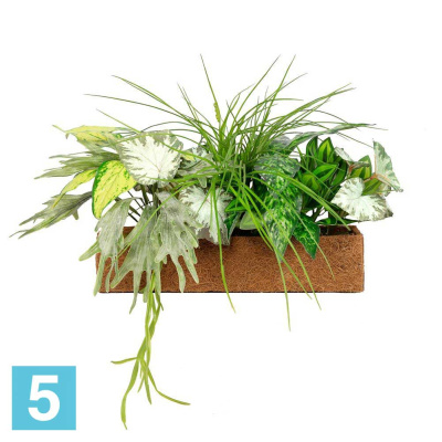 Зеленый микс с ампельными растениями искусственный Alseed, h-30-35 см., латекс, в кокосовом боксе 50*20*10 в #REGION_NAME_DECLINE_PP#