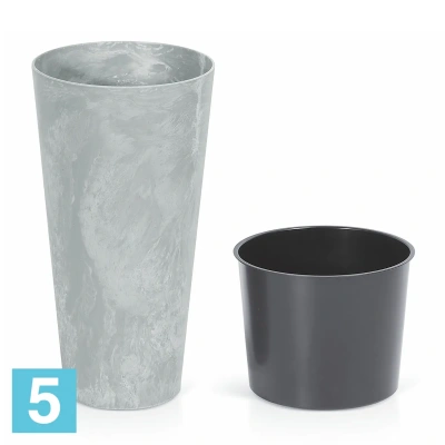 Кашпо Prosperplast TUBUS SLIM Beton Effect, терракотовое 20-d, 38-h