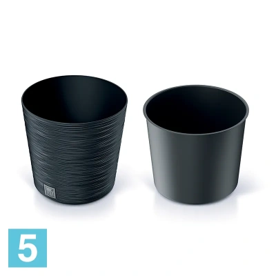 Кашпо Prosperplast FURU Round, антрацит 25-d, 24,7-h