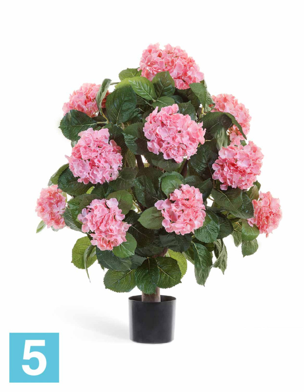 Искусственный цветок в горшке Гортензия куст Макси розовый TREEZ Collection
