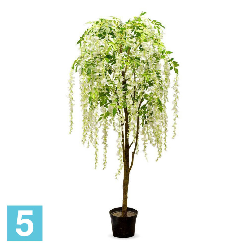 Глициния искусственная Alseed, вистерия, Королевская, белая, h-190 см.