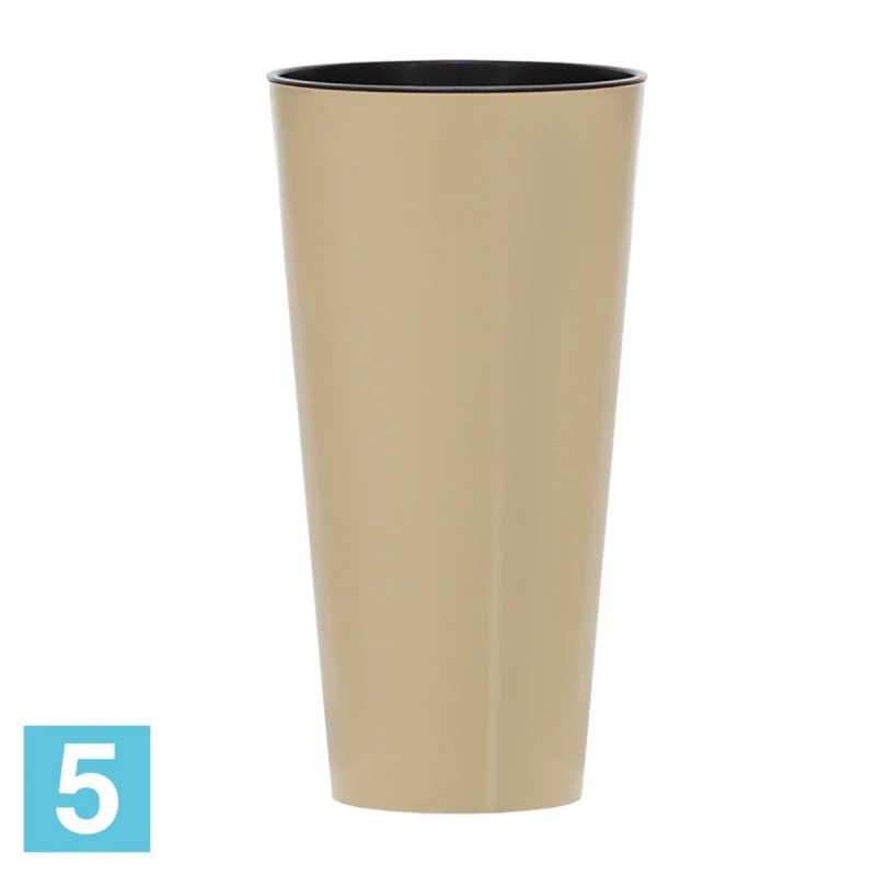 Высокое кашпо Prosperplast TUBUS SLIM SHINE, кофе 40-d, 76-h