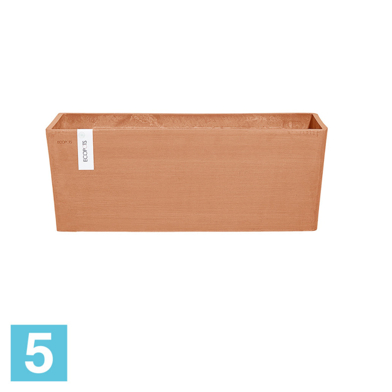 Прямоугольное кашпо Ecopots Bruges, терракотовое 65-l, 20-w, 20-h