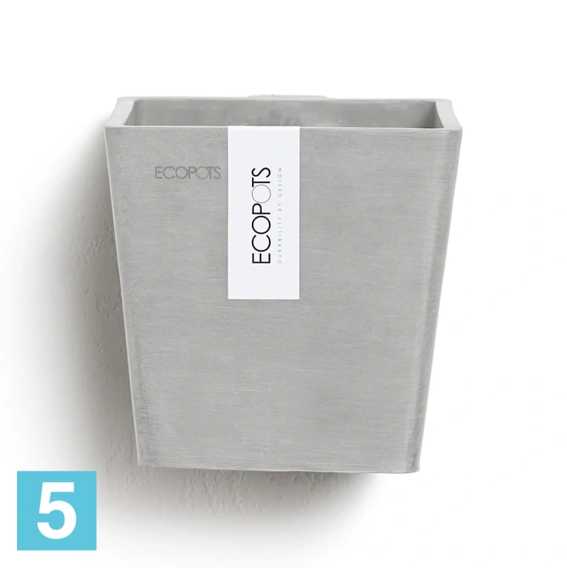 Кашпо настенное Ecopots Manhattan S, светло-серое 15-l, 15-w, 15-h