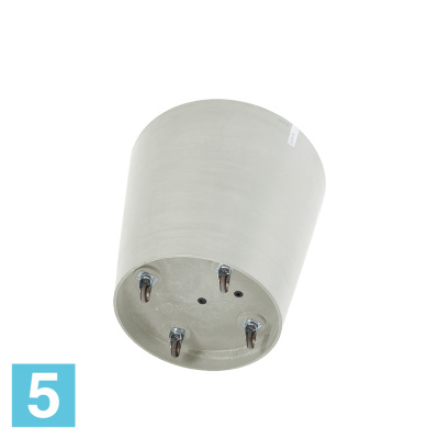 Большое кашпо на колёсиках Ecopots Amsterdam, светло-серое 60-d, 56-h