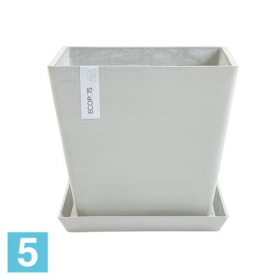 Кашпо с автополивом Ecopots Rotterdam, светло-серое 50-l, 50-w, 44-h