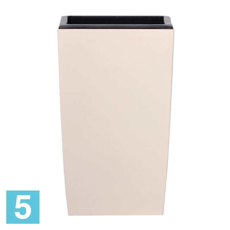 Высокое кашпо Prosperplast COUBI SQUARE HIGH, кремовое 29-l, 29-w, 53-h