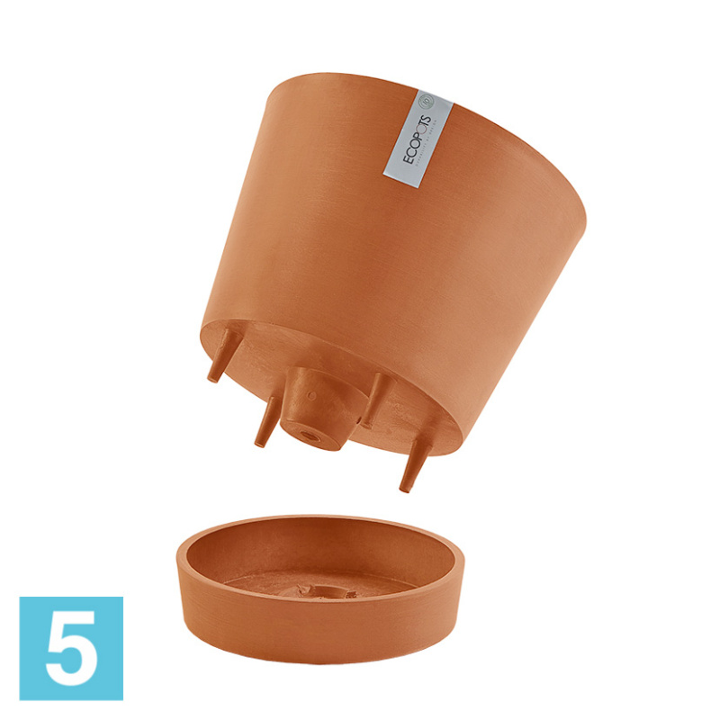 Напольное кашпо Ecopots Venice с поддоном, терракотовое 30-d, 26-h