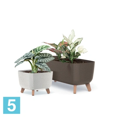 Кашпо Prosperplast GRACIA Case ECO Wood, антрацит 58-l, 24-w, 23,5-h