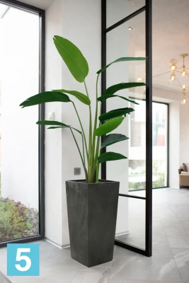 Кашпо Lamela Finezja Eco Recycled Beton, черный бетон 19-l, 19-w, 36-h
