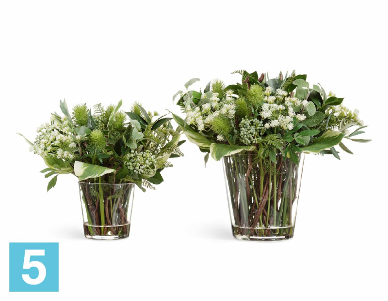 Композиция из искусственных цветов Green Lifestyle в стеклянной вазе с водой TREEZ Collection