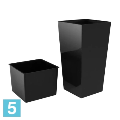 Высокое кашпо Prosperplast URBI SQUARE, антрацит 27-l, 27-w, 50-h