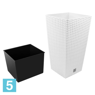 Высокое кашпо Prosperplast RATO SQUARE, белое 40-l, 40-w, 75-h