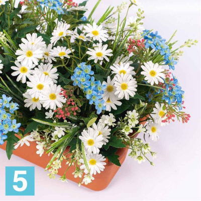 Французский балкон Цветочный микс с ромашкой искусственный Alseed, 48*, h-35 см.