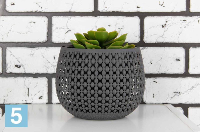 Кашпо IDEA ПИРУЛА, графитовое 17,5-d, 14-h