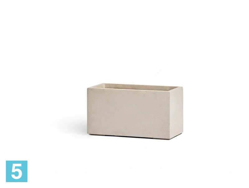 Кашпо TREEZ Effectory Beton Низкий прямоугольник, белый песок 100-l, 44-w, 45-h