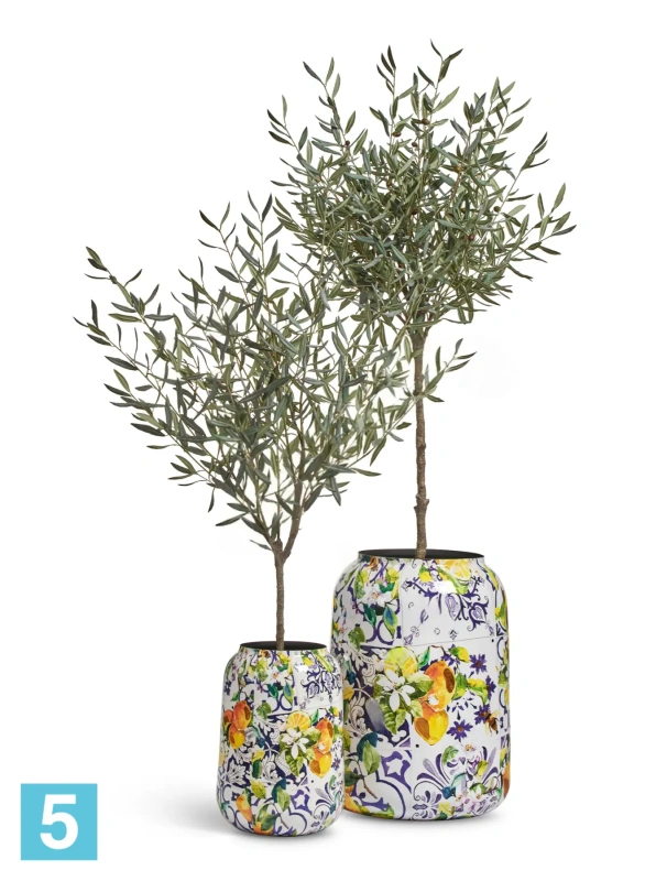 Кашпо TREEZ Effectory Savage Garden Design-ваза Capri, бело-сине-жёлтое 26-d, 43-h