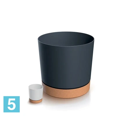 Кашпо Prosperplast TUBO PM с поддоном, белый/коричневый 39-d, 37,5-h