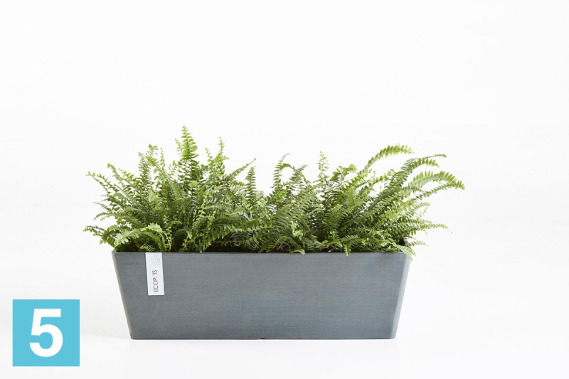 Прямоугольное кашпо Ecopots Bruges, серое 55-l, 17-w, 17-h