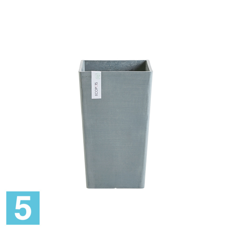 Высокое кашпо Ecopots Rotterdam-MH, серо-голубое 30-l, 30-w, 50-h
