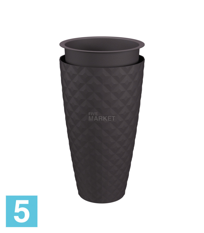Высокое кашпо Artevasi Havana Tropical High со вставкой, антрацит 40-d, 70-h