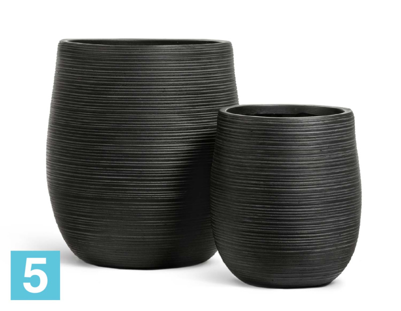Кашпо TREEZ ERGO TreeLine Округлая чаша, антрацит 33-d, 37-h