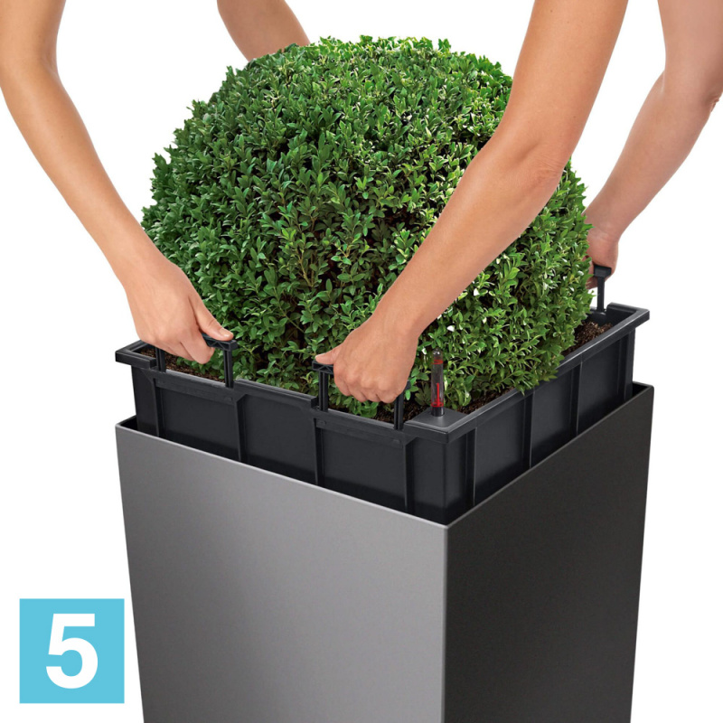 Lechuza Cube кашпо, серебристый металлик 30-l, 30-w, 30-h