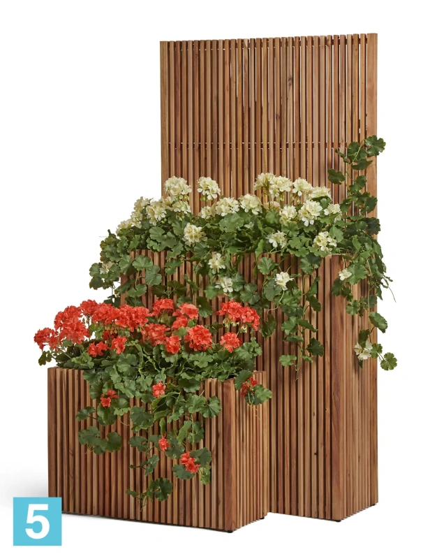 Кашпо TREEZ Effectory Timberline Высокий дивайдер со стенкой, тёмное дерево 86-l, 33-w, 165-h