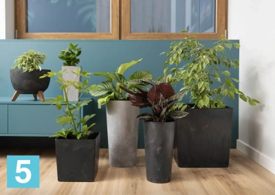 Кашпо Lamela Lilia Eco Recycled Beton, черный бетон 40-d, 75-h